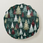 フェスティバルクリスマスツリーズウィンタースノーホリデー ラウンドクッション (裏面)