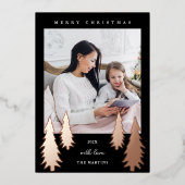 フェスティバルクリスマスツリーズツーフォトブラック 箔シーズンカード (正面)