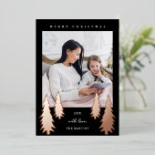 フェスティバルクリスマスツリーズツーフォトブラック 箔シーズンカード (立ち正面)