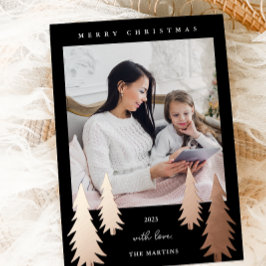 フェスティバルクリスマスツリーズツーフォトブラック 箔シーズンカード