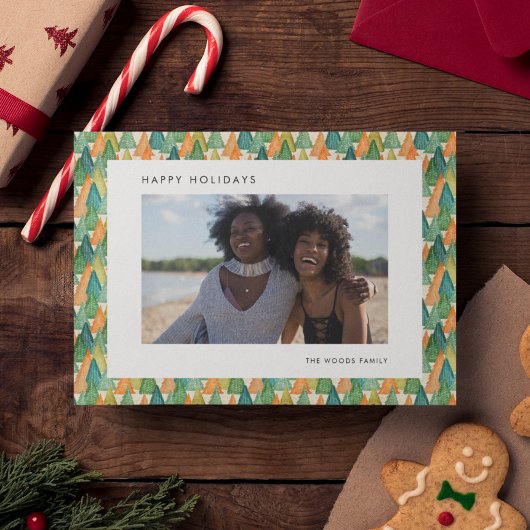 フェスティバルクリスマスツリーズパターンフォトハッピー シーズンカード