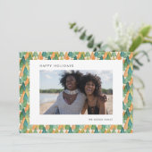 フェスティバルクリスマスツリーズパターンフォトハッピー シーズンカード (スタンド正面)