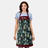 フェスティバルクリスマスツリーズ冬パーソナライズされた名 エプロン (着用した状態)