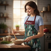 フェスティバルクリスマスツリーズ冬パーソナライズされた名 エプロン