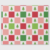 フェスティバルクリスマスツリーチェッカーボードパターン ラッピングペーパー (フラット)