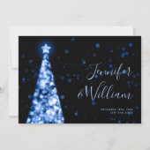 フェスティバルクリスマスツリーネイビー結婚ブルーサンキューカード 招待状 (裏面)