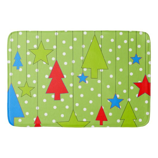 フェスティバルクリスマスツリーパターン バスマット (正面)
