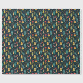 フェスティバルクリスマスツリーパターン – 喜びの休日 ラッピングペーパー (フラット)