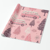 フェスティバルクリスマスツリーピンクヴィンテージレトロバン ラッピングペーパー (アンロールド)