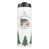 フェスティバルクリスマスツリーファームヴィンテージレトロピンクバン タンブラー (正面)