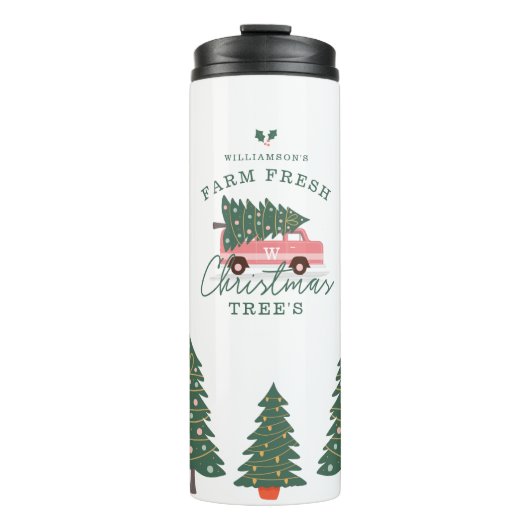 フェスティバルクリスマスツリーファームヴィンテージレトロピンクバン タンブラー (正面)