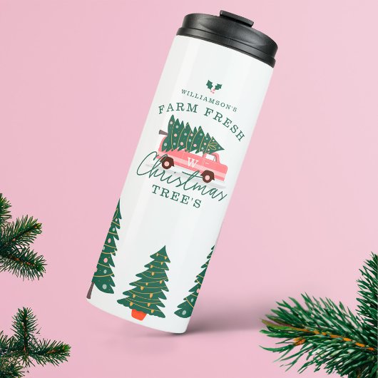 フェスティバルクリスマスツリーファームヴィンテージレトロピンクバン タンブラー