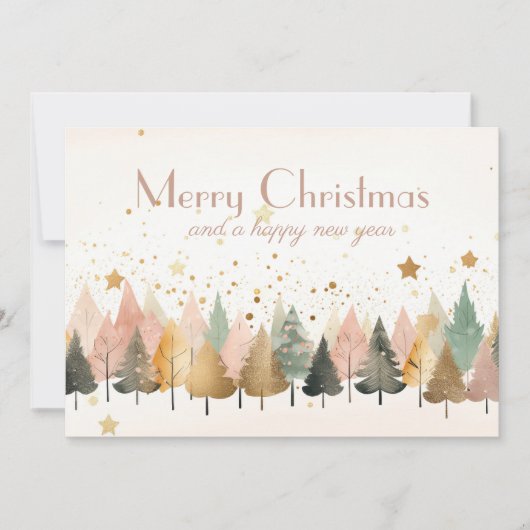 フェスティバルクリスマスツリーフラットホリデーカード シーズンカード (正面)