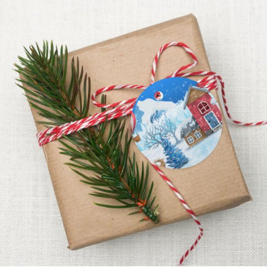 フェスティバルクリスマスツリーブルーレッドウォーターカラーギフト フェイバータグ