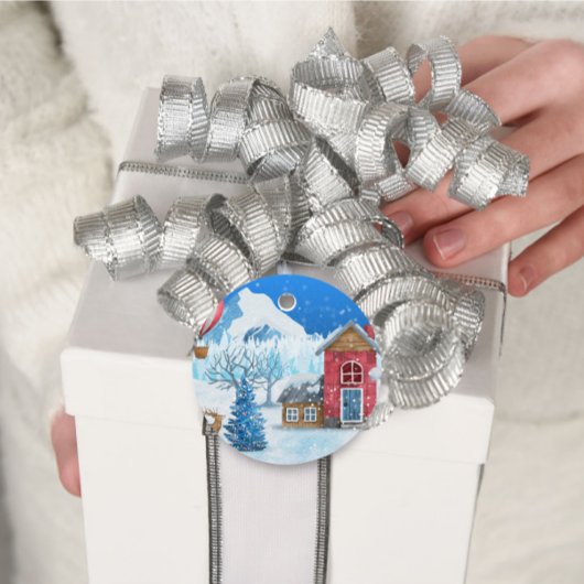 フェスティバルクリスマスツリーブルーレッドウォーターカラーギフト フェイバータグ