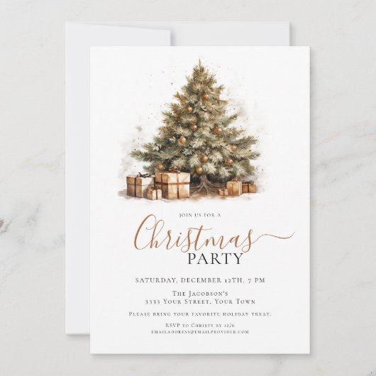 フェスティバルクリスマスツリーホリデークリスマスパーティー 招待状 (正面)