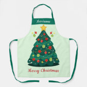 フェスティバルクリスマスツリーポインセチアデザイン エプロン (正面)