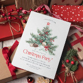 フェスティバルクリスマスツリーレッドレトロタイポグラフィ サンキューカード