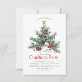 フェスティバルクリスマスツリーレッドレトロタイポグラフィ サンキューカード (正面)