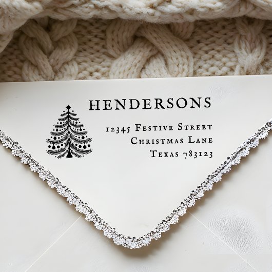 フェスティバルクリスマスツリー差出人住所ゴム印 セルフインキングスタンプ