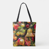 フェスティバルクリスマスツリー明るいアートコラージュトート トートバッグ (裏面)