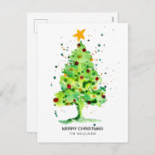 フェスティバルクリスマスツリー水の色のホリデーポストカード シーズンポストカード (正面/裏面)