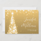 フェスティバルクリスマスツリー結婚金ゴールドのサンキューカード 招待状 (裏面)