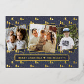 フェスティバルクリスマスツリー3フォトコラージュ実在 箔シーズンカード (正面)