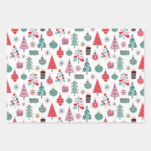 フェスティバルクリスマスツリー | 休日のパタお洒落ーン ラッピングペーパーシート (正面2)