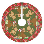 フェスティバルクリスマステディベア ブラッシュドポリエステルツリースカート (正面)