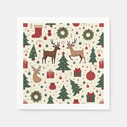 フェスティバルクリスマステーマナプキンス スタンダードカクテルナプキン (正面)