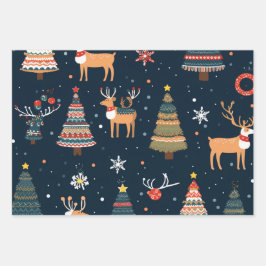 フェスティバルクリスマステーマパターン ラッピングペーパーシート