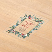 フェスティバルクリスマステーマフローラフレームホリデーパーティー アクリル招待状 (レイダウン)