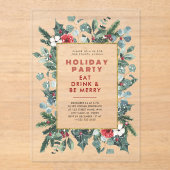 フェスティバルクリスマステーマフローラフレームホリデーパーティー アクリル招待状 (正面)