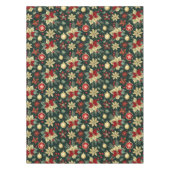 フェスティバルクリスマステーマポインセチア模様 テーブルクロス (正面)