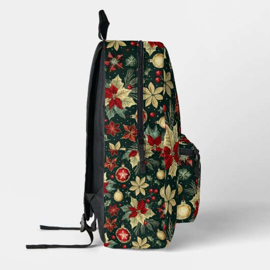 フェスティバルクリスマステーマポインセチア模様 プリントバックパック (左)