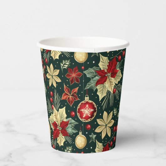 フェスティバルクリスマステーマポインセチア模様 紙コップ (右)
