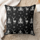 フェスティバルクリスマスディアパターンブラック クッション (ブランケット)