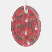 フェスティバルクリスマスディアー:雪だるまパターン ガラスオーナメント (正面左)