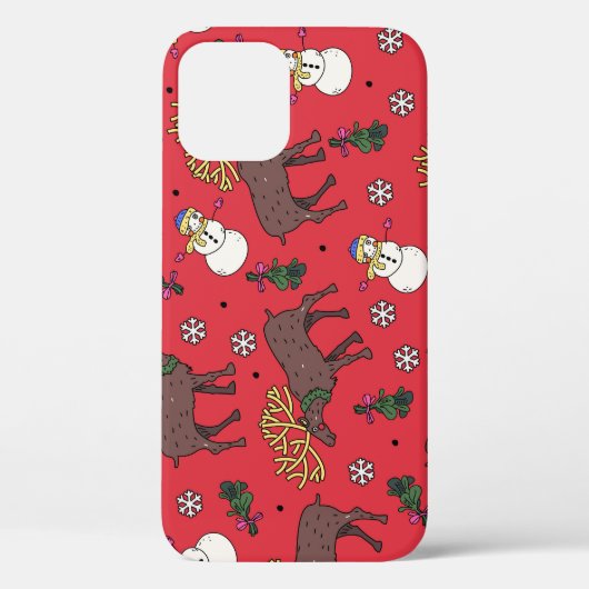 フェスティバルクリスマスディアー：雪だるまパターン Case-Mate iPhoneケース (裏面)