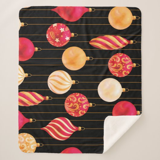 フェスティバルクリスマスデコレーションパターン シェルパブランケット (正面)