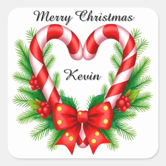 フェスティバルクリスマスデコールとキャンディカン スクエアシール (正面)