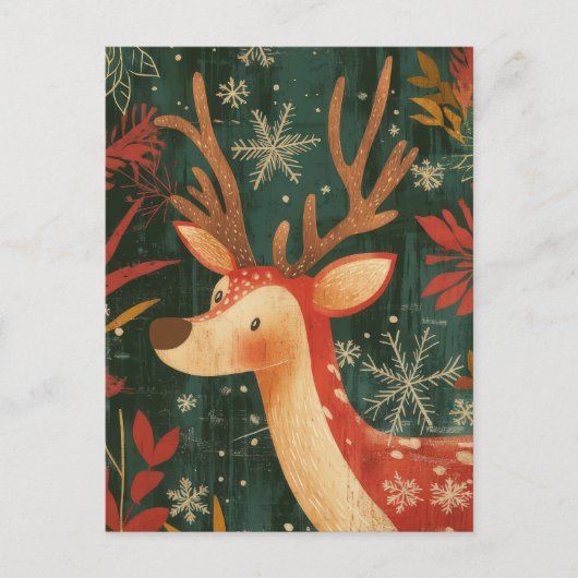 フェスティバルクリスマストナカイのグリーティングカード ポストカード (正面)
