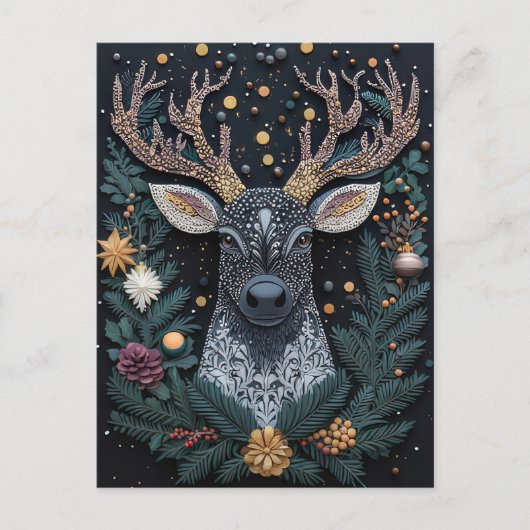 フェスティバルクリスマストナカイのグリーティングカード ポストカード (正面)