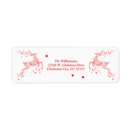 フェスティバルクリスマストナカイモダンア赤い渦巻き星 ラベル