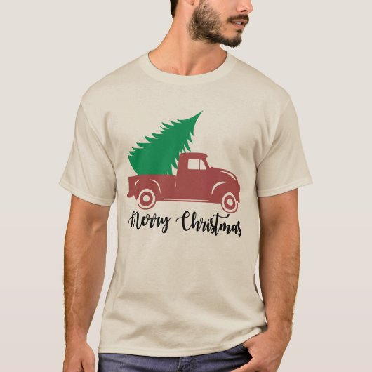 フェスティバルクリスマストラックと木 Tシャツ (正面)