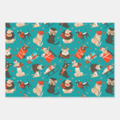 フェスティバルクリスマスドッグズラッピング紙セット3 ラッピングペーパーシート (正面)