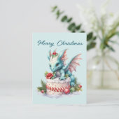 フェスティバルクリスマスドラゴンケーキ追加文字ホリデイ シーズンポストカード (スタンド正面)
