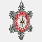 フェスティバルクリスマスナットクラッカー2レッドダイアモンズフレーム スノーフレークピューターオーナメント (左)