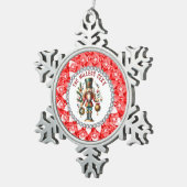 フェスティバルクリスマスナットクラッカー2レッドダイアモンズフレーム スノーフレークピューターオーナメント (右)